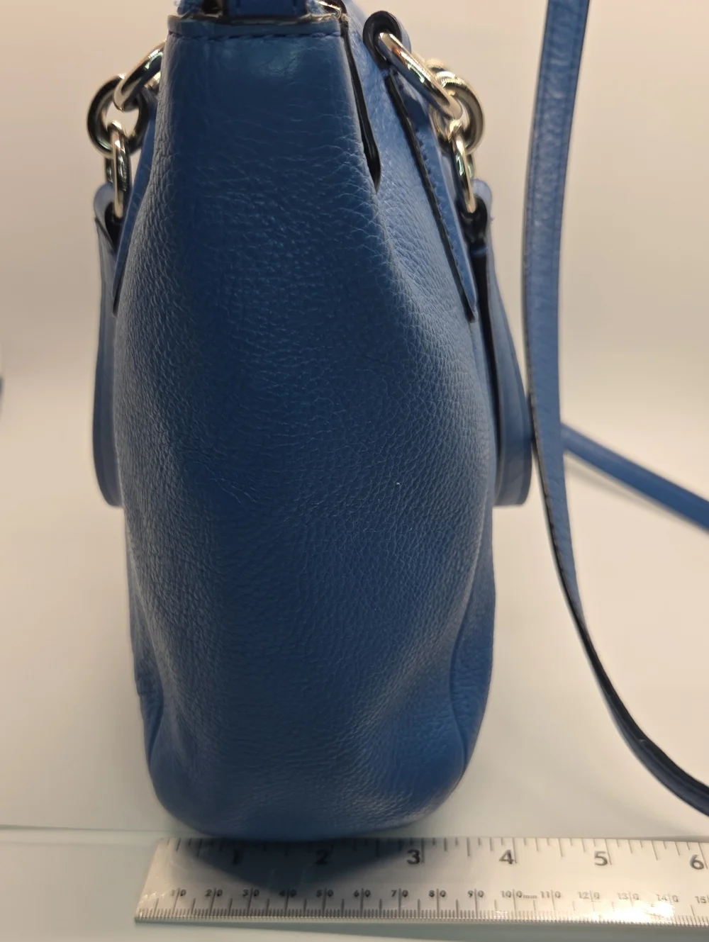 Coach Small Kelsey Cobalt Blue Pebbled Leather Shoulder Bag